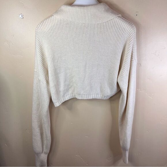Danielle Bernstein WeWoreWhat Cream Boho Collared Knit Womens Sweater Size Large - Picture 6 of 6